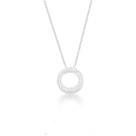 Colar de Prata 925 Círculo Cravejado Branco 15mm