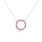 Colar de Prata 925 Círculo Cravejado Rosa 12mm