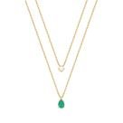Colar de Prata 925 com banho de Ouro 18k e Ágata Verde e Moissanite
