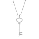 Colar de Prata Chave Love com Zircônias 60cm