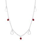 Colar de Prata Choker Coração e Zircônias Vermelha
