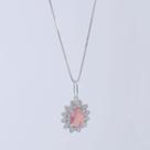 Colar de Prata Coleção Queens Cristal Safira Rosa 6x8 e Zircônias Brancas 45cm