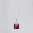 Colar de Prata Coleção Queens Cristal Safira Rubi 8x10 e Zircônias Brancas 45cm