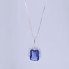 Colar de Prata Coleção Queens Cristal Tanzanita 8x10 e Zircônias Brancas 45cm