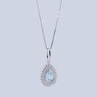 Colar de Prata Coleção Queens Cristal Topázio Sky 5x7 e Zircônias Brancas 45cm