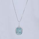 Colar de Prata Coleção Queens Cristal Topázio Sky 8x10 e Zircônias Brancas 45cm