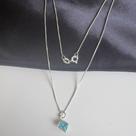 Colar de Prata com Pingente Retangular Azul Mar