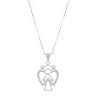 Colar de prata feminina com pingente anjo e zirconia cravada