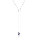 Colar de Prata Gravata Gota Lisa e Cristal Ametista Colar de Prata Gravata Gota Lisa e Cristal Ametista