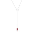 Colar de prata Gravata Redondo Liso e Cristal Vermelho