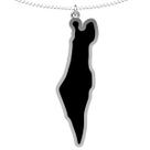 Colar de prata mapa de israel com resina preta 950