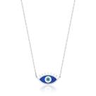 Colar de Prata Olho Grego Com Cílios Azul Resina Colar de Prata Olho Grego Com Cílios Azul Resina