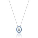 Colar de Prata Oval Azul Nossa Senhora Aparecida
