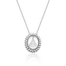 Colar de Prata Oval Branco Nossa Senhora Aparecida