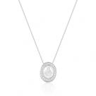 Colar de Prata Oval Branco Sagrado Coração de Jesus Colar de Prata Oval Branco Sagrado Coração de Jesus