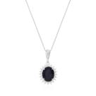 Colar de Prata Oval Moldura Cravejado Preto