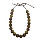 Colar de Resina Bolas Marrons Com Mesclas Brancas Conforto