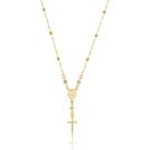 Colar de Terço com Cruz Semi Joia Banhado Ouro 18k Presente Perfeito Aniversario Mae Mulher