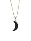 Colar de Turmalina Negra - Meia Lua - Banho Ouro 18k