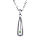 Colar de urna de aço inoxidável Tear Drop com cristal verde
