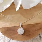 Colar Delicado Veneziana Círculo Microcravejado Cristal Banhado Prata