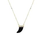 COLAR DENTE DE SABRE NEGRO COM CORRENTE TIFFANY - Banhado a Ouro