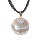 Colar Disco Agata Natural 24mm Pedra Natural Pino Dourado