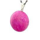 Colar Disco Liso Amazonita Pink Pedra Natural Pino Prateado