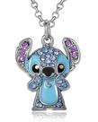 Colar Disney Stitch para mulheres com cristal pavimentado e esmalte