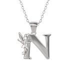 Colar Disney Tinkerbell N Initial com pingente de prata Colar Disney Tinkerbell N Initial com pingente de prata