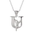 Colar Disney Tinkerbell U Initial Pingente Prateado Colar Disney Tinkerbell U Initial Pingente Prateado