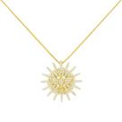 Colar Divino Espírito Santo Zircônia Cristal Banhado a Ouro