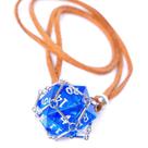 Colar DND D20 Dice removível com corrente de couro e gaiola de aço Colar DND D20 Dice removível com corrente de couro e gaiola de aço