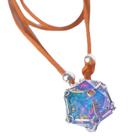 Colar DND D20 Dice removível com corrente de couro e gaiola de aço Colar DND D20 Dice removível com corrente de couro e gaiola de aço