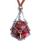 Colar DND D20 Dice removível com corrente de couro em aço inoxidável Colar DND D20 Dice removível com corrente de couro em aço inoxidável