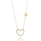 Colar dois amores com pingente de coração cravejado com zircônias folheado a ouro 18k Colar dois amores com pingente de coração cravejado com zircônias folheado a ouro 18k