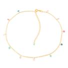 Colar Dourado Chocker Pontos de Luz Coloridos Cristais Colar Dourado Chocker Pontos de Luz Coloridos Cristais