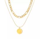 Colar Dourado Conjunto 2 Peças Corrente Pingente Circulo