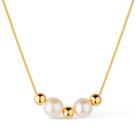 Colar Dourado de Pérolas e Esferas Colar Dourado de Pérolas e Esferas