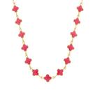 Colar Dourado de Trevos Rosas