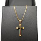 colar dourado feminino crucifixo pai nosso fino inox cruz c4
