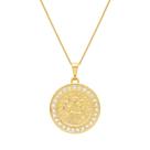 Colar Dourado Medalha São Miguel Arcanjo Cravejado de Zircônia Colar Dourado Medalha São Miguel Arcanjo Cravejado de Zircônia