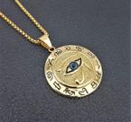 Colar Dourado Pingente Olho Hórus Egito Amuleto