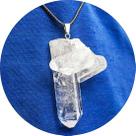 Colar Drusa de Cristal Bruta Natural 55mm Pino Prateado