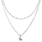 Colar Duplo Borboleta Zirconia Colorida Cravejada Banhado Prata