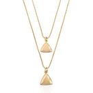 Colar Duplo Com Pingentes Triangulares Banho Ouro 18K