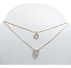 Colar Duplo Coração Micro Zirconia Banhado Ouro Com Garantia