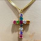 Colar duplo cruz cristal multicolor dourado ana walcacer semijoias. Colar duplo cruz cristal multicolor dourado ana walcacer semijoias.