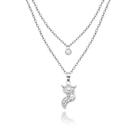 Colar Duplo feminino de raposa gargantilha animal raposinha prata prateado corrente fino