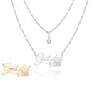 Colar Duplo Feminino Gratidão flor de Rosa corrente dourado Prata prateada ponto de luz gargantilha
